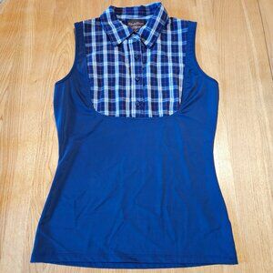 Kathleen Kirkwood Under Cover Agent Womens S Collar Sleeveless Button Plaid Top